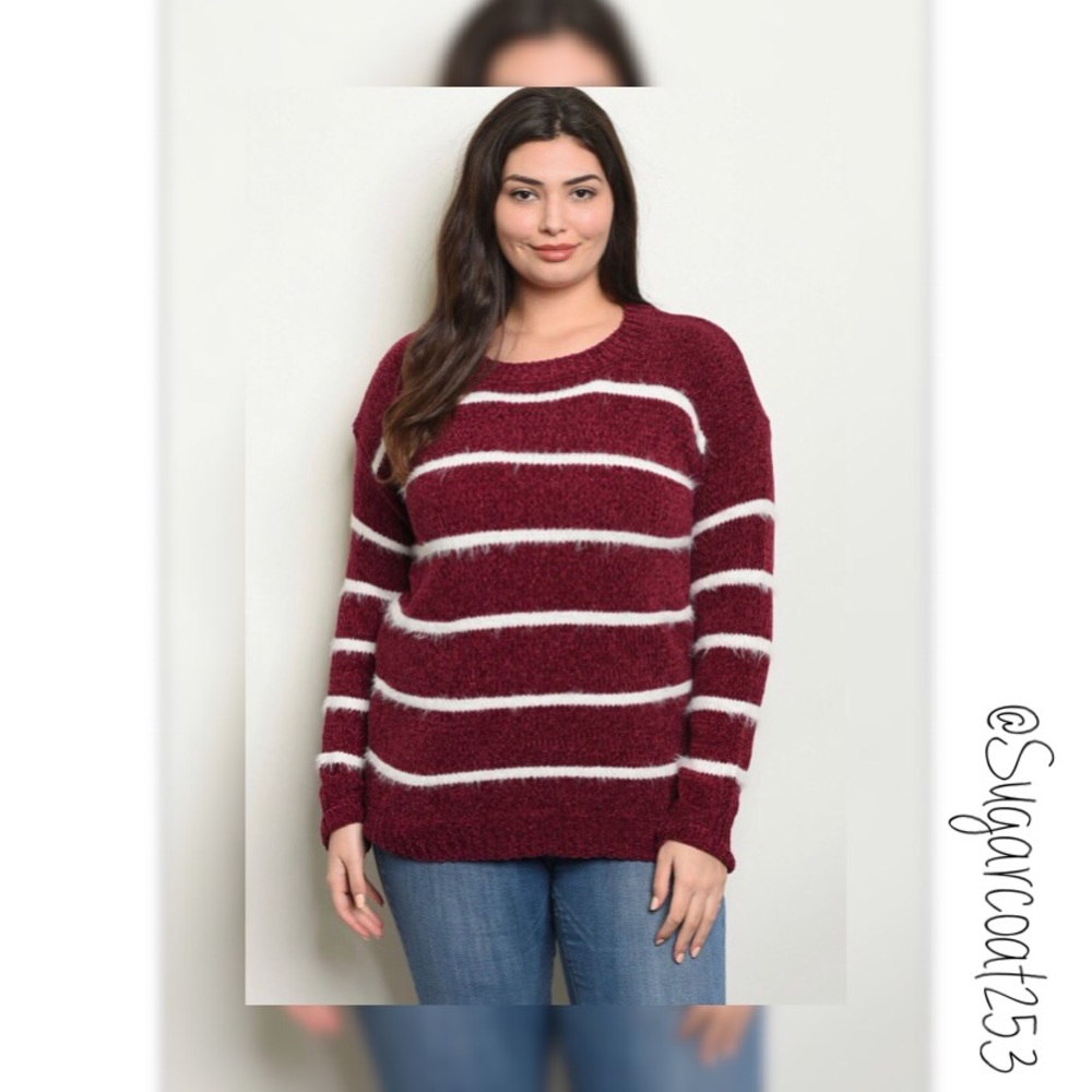 •Zenobia• Plus Size Scoop Neck Knit Sweater